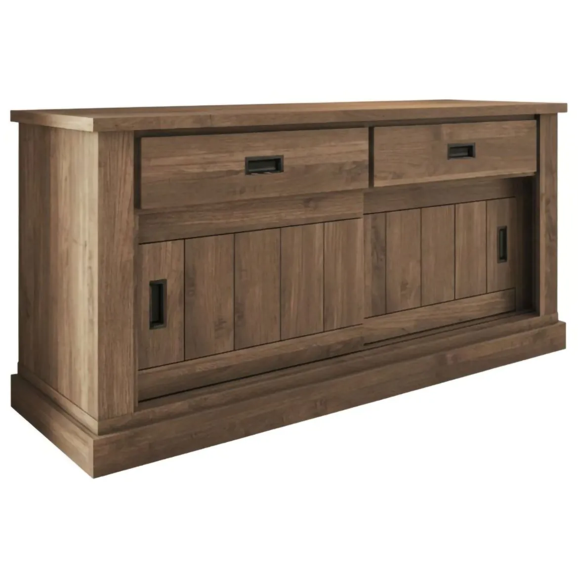Credenza Marrone Noce 2 Ripiani 3 Cassetti 220x50x95h cm, 2 Ante - Malonno
