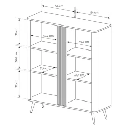 Credenza Marrone Noce 2 Ripiani Apertura Battente 113x38x134h cm, 2 Ante - Hazamale