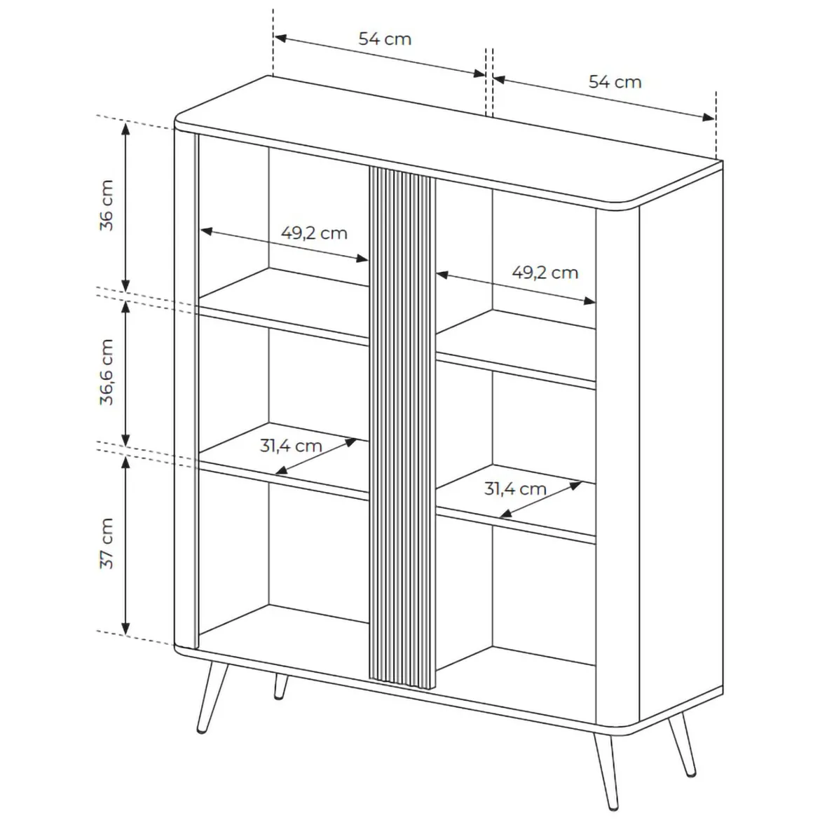 Credenza Marrone Noce 2 Ripiani Apertura Battente 113x38x134h cm, 2 Ante - Hazamale