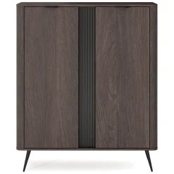 Credenza Marrone Noce 2 Ripiani Apertura Battente 113x38x134h cm, 2 Ante - Hazamale