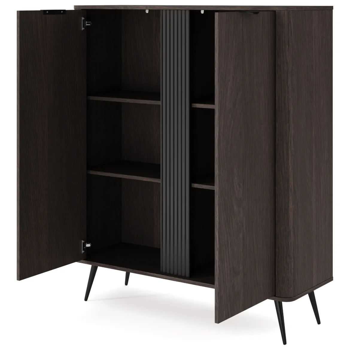 Credenza Marrone Noce 2 Ripiani Apertura Battente 113x38x134h cm, 2 Ante - Hazamale