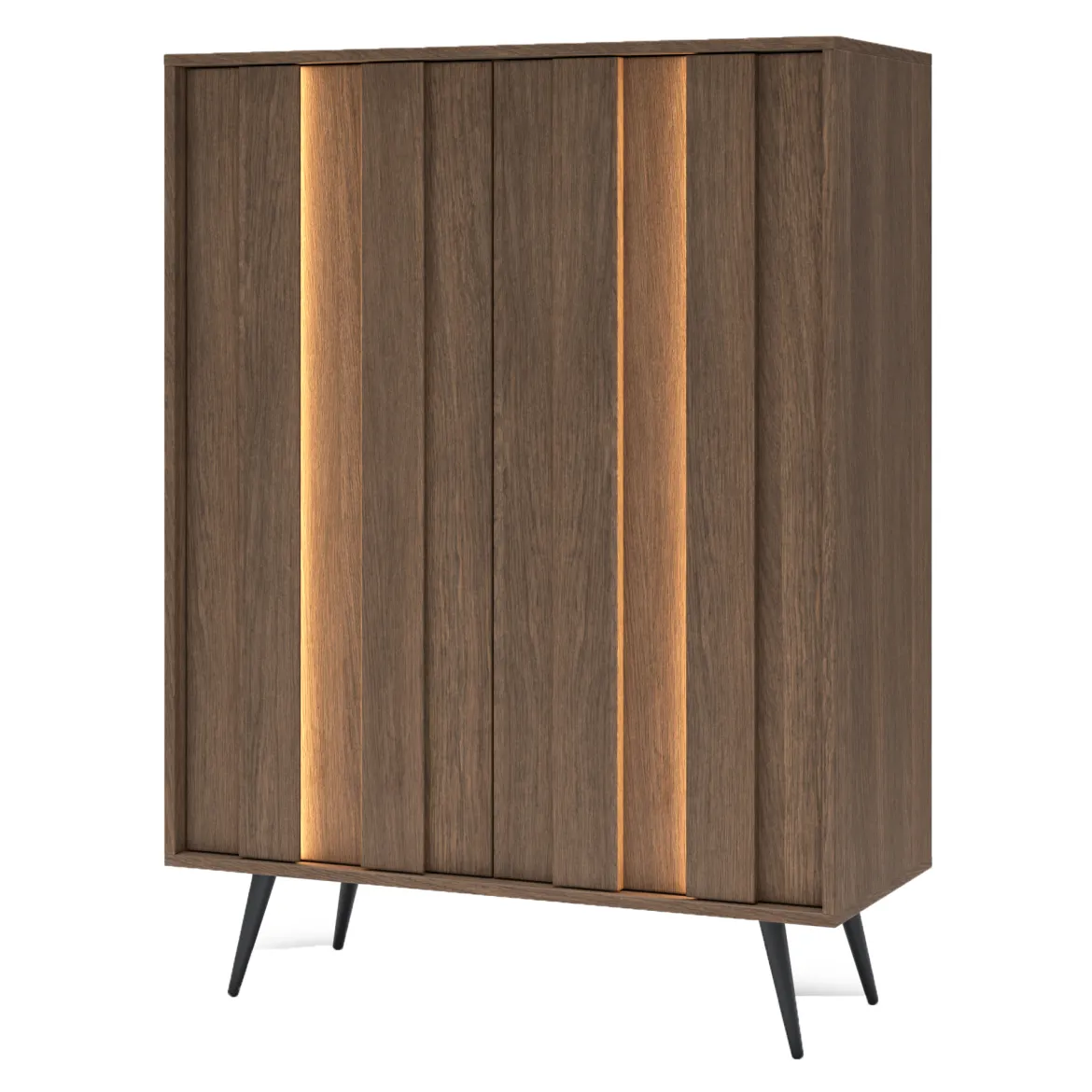 Credenza Marrone Noce 2 Ripiani Apertura Battente 94x40x126h cm, 2 Ante - Hafano