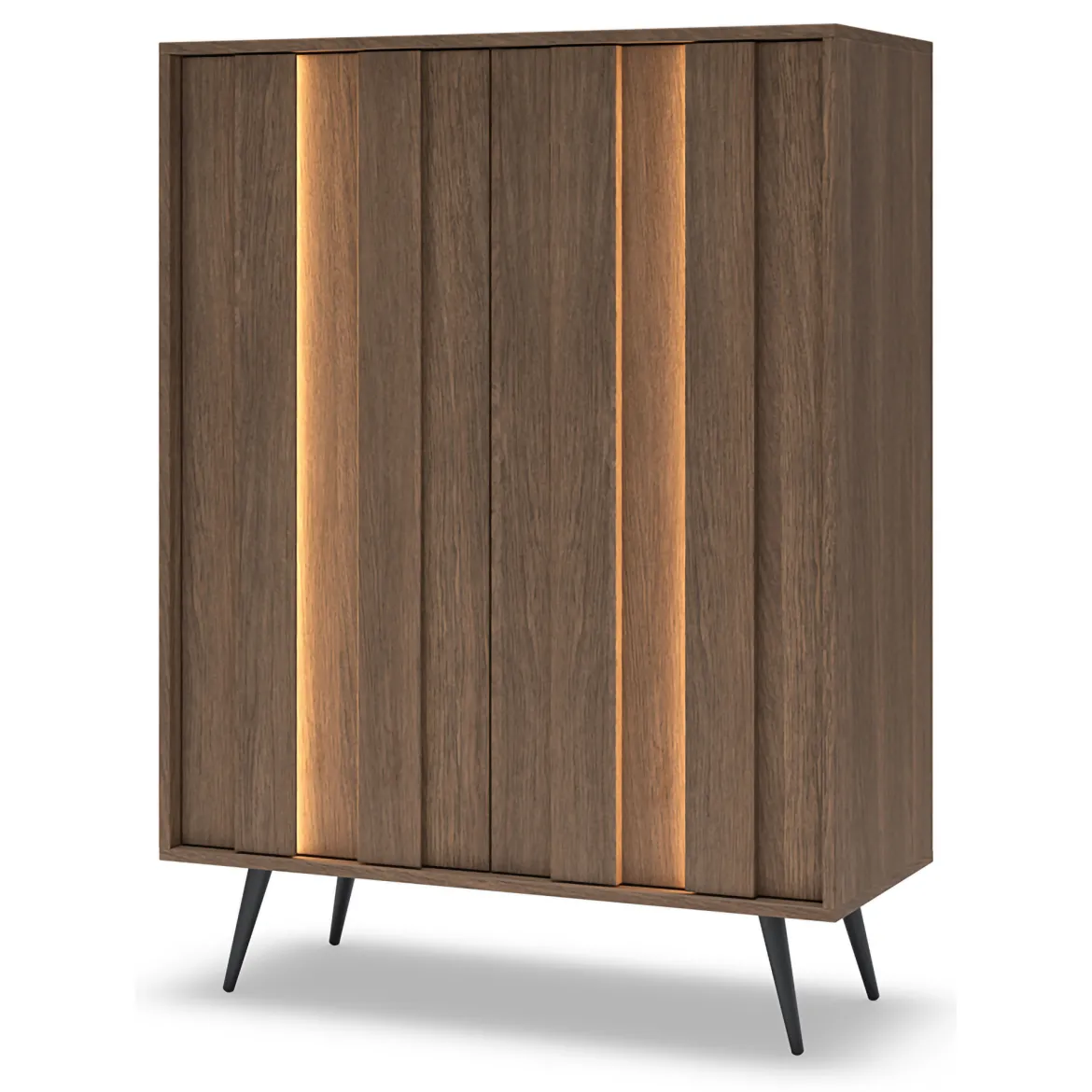 Credenza Marrone Noce 2 Ripiani Apertura Battente 94x40x126h cm, 2 Ante - Hafano