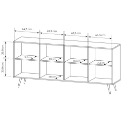 Credenza Marrone Noce 4 Ripiani Apertura Battente 183x40x83h cm, 4 Ante - Haga