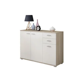 Credenza Marrone Olmo Bianco 2 Cassetti un Ripiano 103x34x74h cm, Apertura Battente - Meldola
