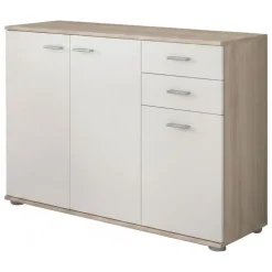Credenza Marrone Olmo Bianco 2 Cassetti un Ripiano 103x34x74h cm, Apertura Battente - Meldola