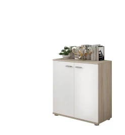 Credenza Marrone Olmo Bianco Cassetti un Ripiano 68x34x74h cm, Apertura Battente - Osteno