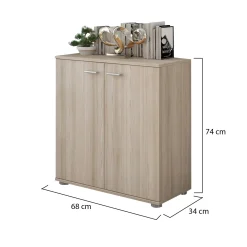Credenza Marrone Olmo un Ripiano Apertura Battente 68x34x74h cm, 2 Ante - Osteno
