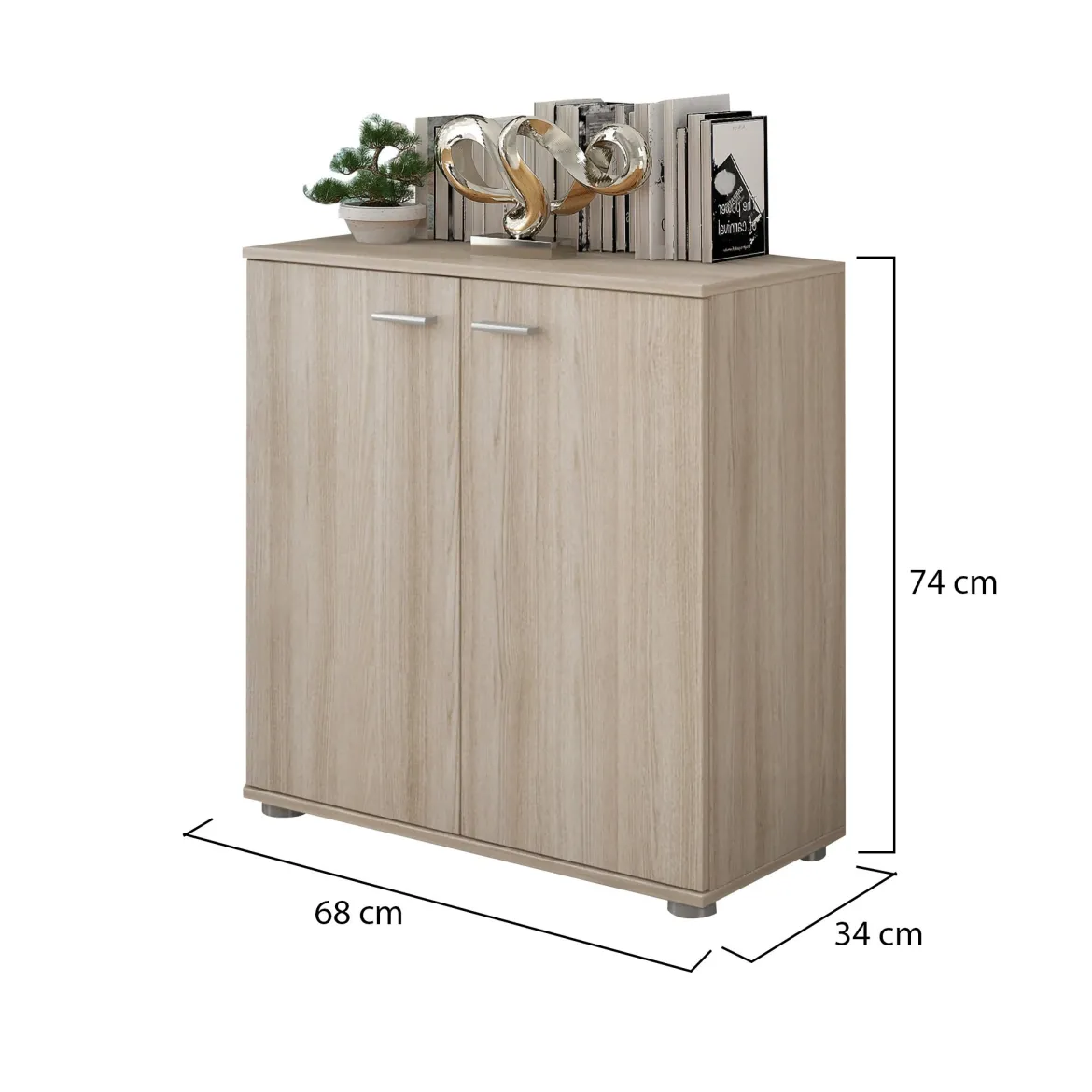 Credenza Marrone Olmo un Ripiano Apertura Battente 68x34x74h cm, 2 Ante - Osteno