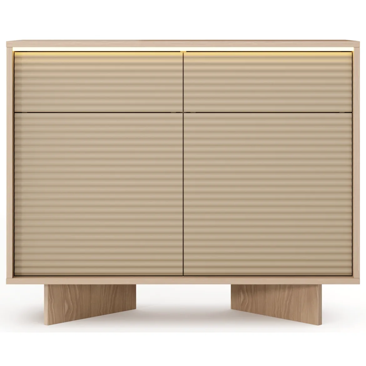 Credenza Marrone Rovere Beige 2 Cassetti 2 Ripiani 104x40x84h cm, Apertura Battente, Scorrevole - Hateva