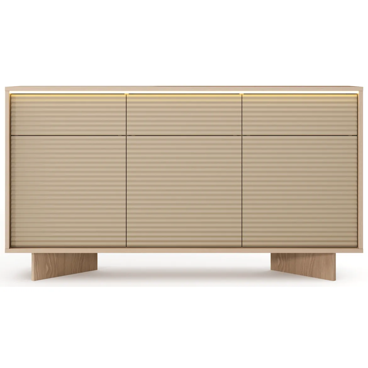 Credenza Marrone Rovere Beige 4 Ripiani Apertura Battente 104x40x138h cm, 2 Ante - Hasota