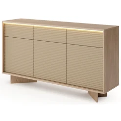 Credenza Marrone Rovere Beige 4 Ripiani Apertura Battente 104x40x138h cm, 2 Ante - Hasota