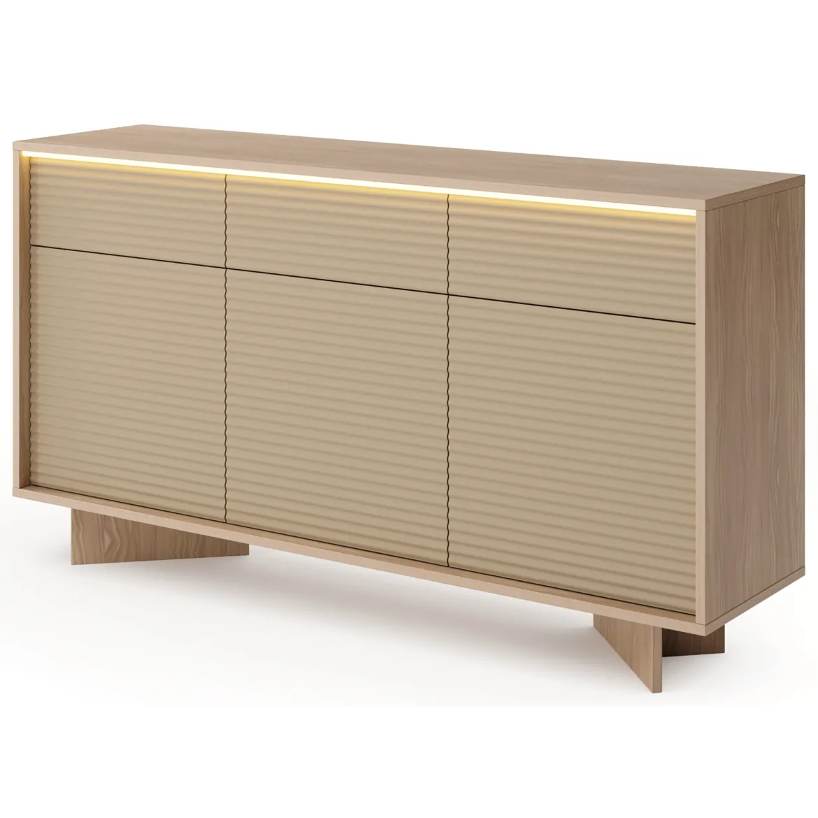 Credenza Marrone Rovere Beige 4 Ripiani Apertura Battente 104x40x138h cm, 2 Ante - Hasota