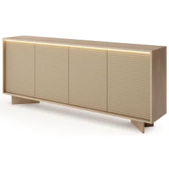 Credenza Marrone Rovere Beige 4 Ripiani Apertura Battente 204x40x84h cm, 4 Ante - Hataga