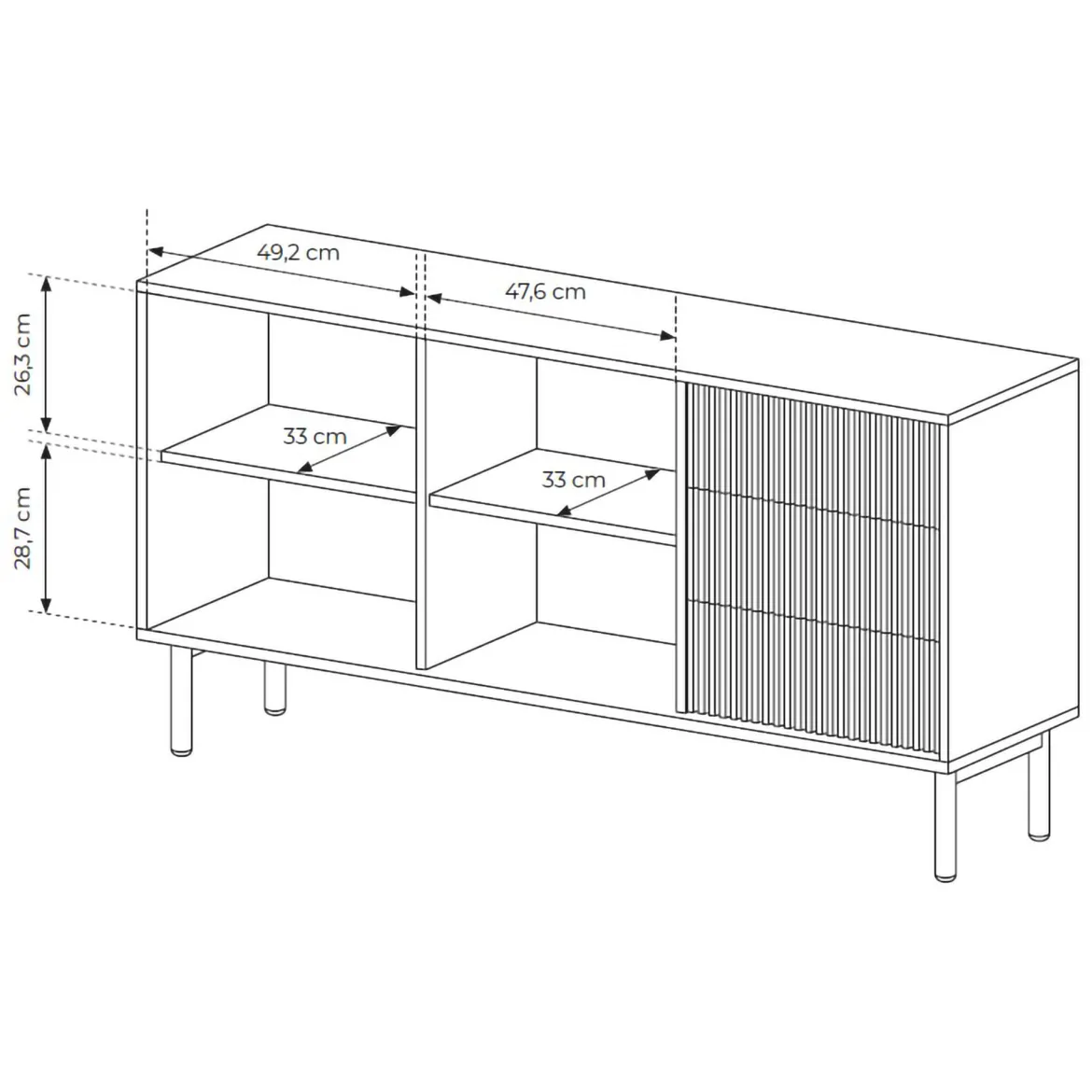 Credenza Marrone Rovere 3 Cassetti 2 Ripiani 154x40x80h cm, Apertura Battente, Scorrevole - Havazami