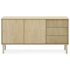 Credenza Marrone Rovere 3 Cassetti 2 Ripiani 154x40x80h cm, Apertura Battente, Scorrevole - Havazami