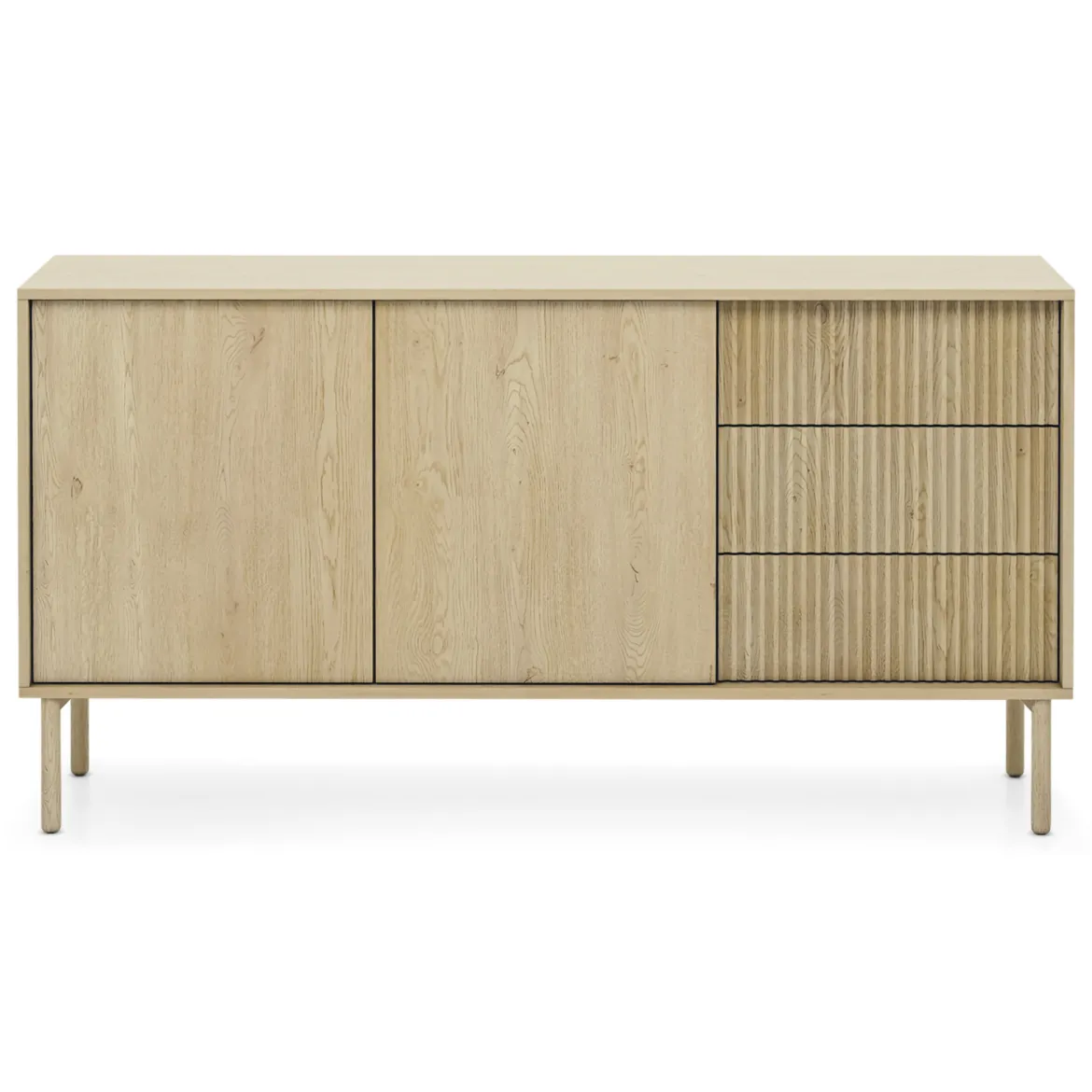 Credenza Marrone Rovere 3 Cassetti 2 Ripiani 154x40x80h cm, Apertura Battente, Scorrevole - Havazami