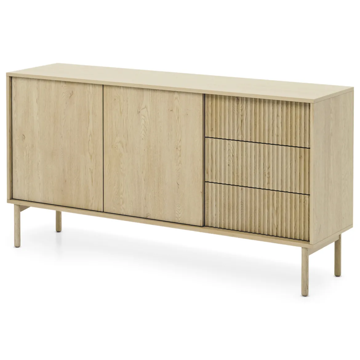 Credenza Marrone Rovere 3 Cassetti 2 Ripiani 154x40x80h cm, Apertura Battente, Scorrevole - Havazami
