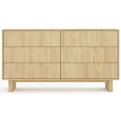 Credenza Marrone Rovere 6 Cassetti un Ripiano 154x38x83h cm, Apertura Scorrevole - Hasimi