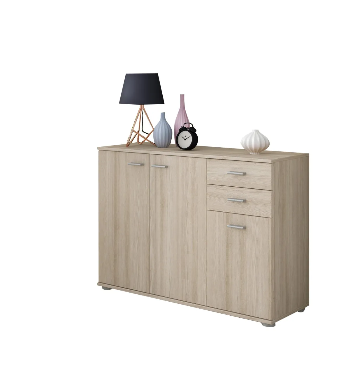 Credenza Marrone Rovere Nodi 2 Cassetti un Ripiano 103x34x74h cm, Apertura Battente - Meldola