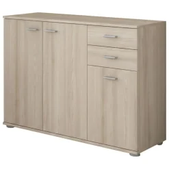 Credenza Marrone Rovere Nodi 2 Cassetti un Ripiano 103x34x74h cm, Apertura Battente - Meldola