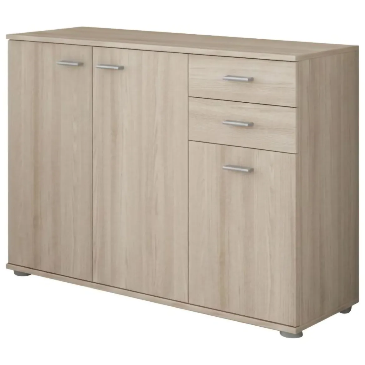 Credenza Marrone Rovere Nodi 2 Cassetti un Ripiano 103x34x74h cm, Apertura Battente - Meldola