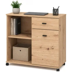 Credenza Marrone Rovere Nodi 3 Cassetti 2 Ripiani 167x41x77h cm, Apertura Battente - Faggiano