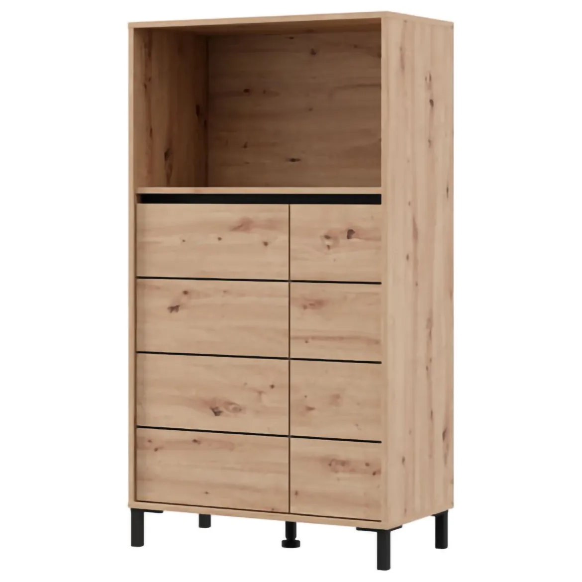 Credenza Marrone Rovere Nodi Nero 2 Ripiani 3 Vani 74x40x135h cm, 2 Ante - Cosoleto
