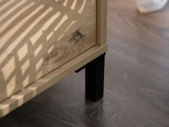 Credenza Marrone Rovere Nodi Nero 3 Cassetti 3 Ripiani 157x40x90h cm, Apertura Battente e Scorrevole - Giarre