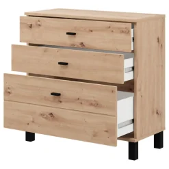 Credenza Marrone Rovere Nodi Nero 4 Cassetti 2 Ripiani 138x40x90h cm, Apertura Battente e Scorrevole - Settime