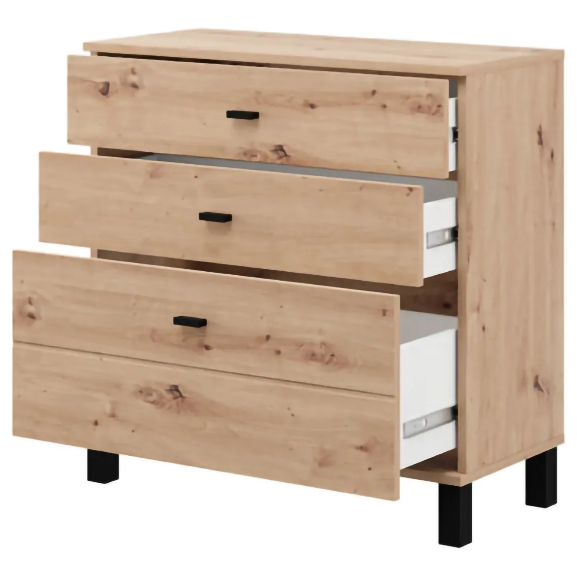 Credenza Marrone Rovere Nodi Nero 4 Cassetti 2 Ripiani 138x40x90h cm, Apertura Battente e Scorrevole - Settime