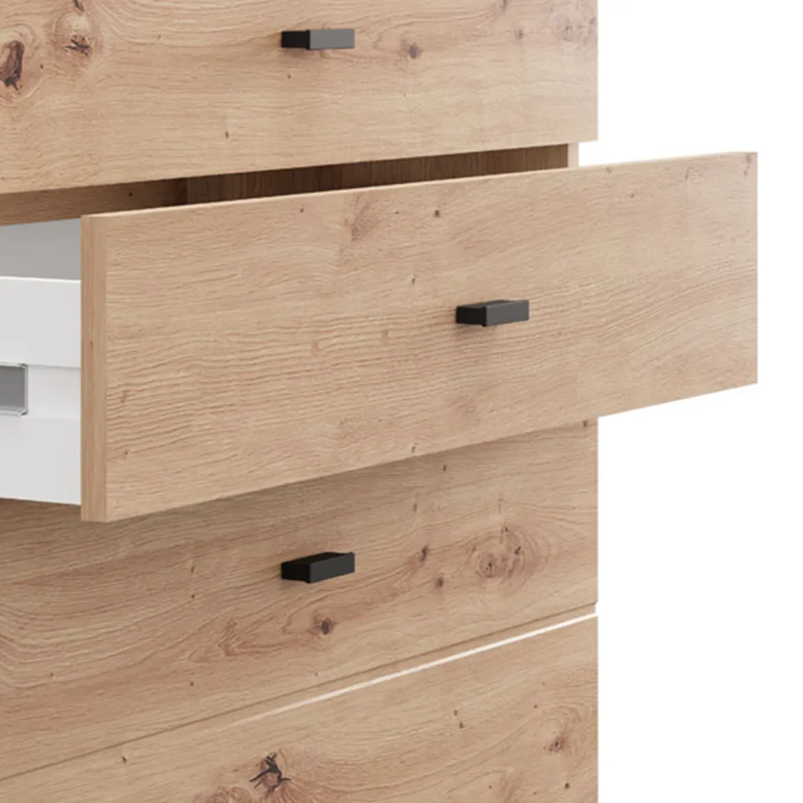 Credenza Marrone Rovere Nodi Nero 4 Cassetti 2 Ripiani 138x40x90h cm, Apertura Battente e Scorrevole - Settime