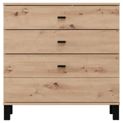 Credenza Marrone Rovere Nodi Nero 4 Cassetti 2 Ripiani 138x40x90h cm, Apertura Battente e Scorrevole - Settime