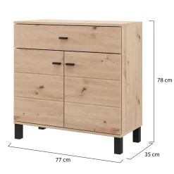 Credenza Marrone Rovere Nodi Nero un Cassetto 2 Ripiani 93x40x90h cm, Apertura Battente, Scorrevole - Laerruu