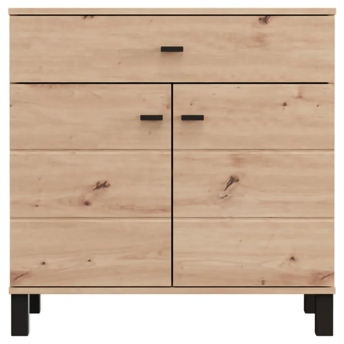 Credenza Marrone Rovere Nodi Nero un Cassetto 2 Ripiani 93x40x90h cm, Apertura Battente, Scorrevole - Laerruu