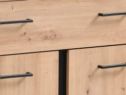 Credenza Marrone Rovere Nodi Nero un Cassetto un Ripiano 85x35x104h cm, Apertura Battente, Scorrevole - Ceredanoo