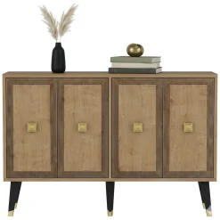 Credenza Marrone Rovere oro 2 Ripiani 4 Vani 120x30x80h cm, 4 Ante - Luino