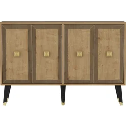 Credenza Marrone Rovere oro 2 Ripiani 4 Vani 120x30x80h cm, 4 Ante - Luino