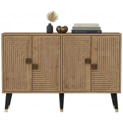 Credenza Marrone Rovere oro 2 Ripiani 4 Vani 120x30x80h cm, 4 Ante - Thiene