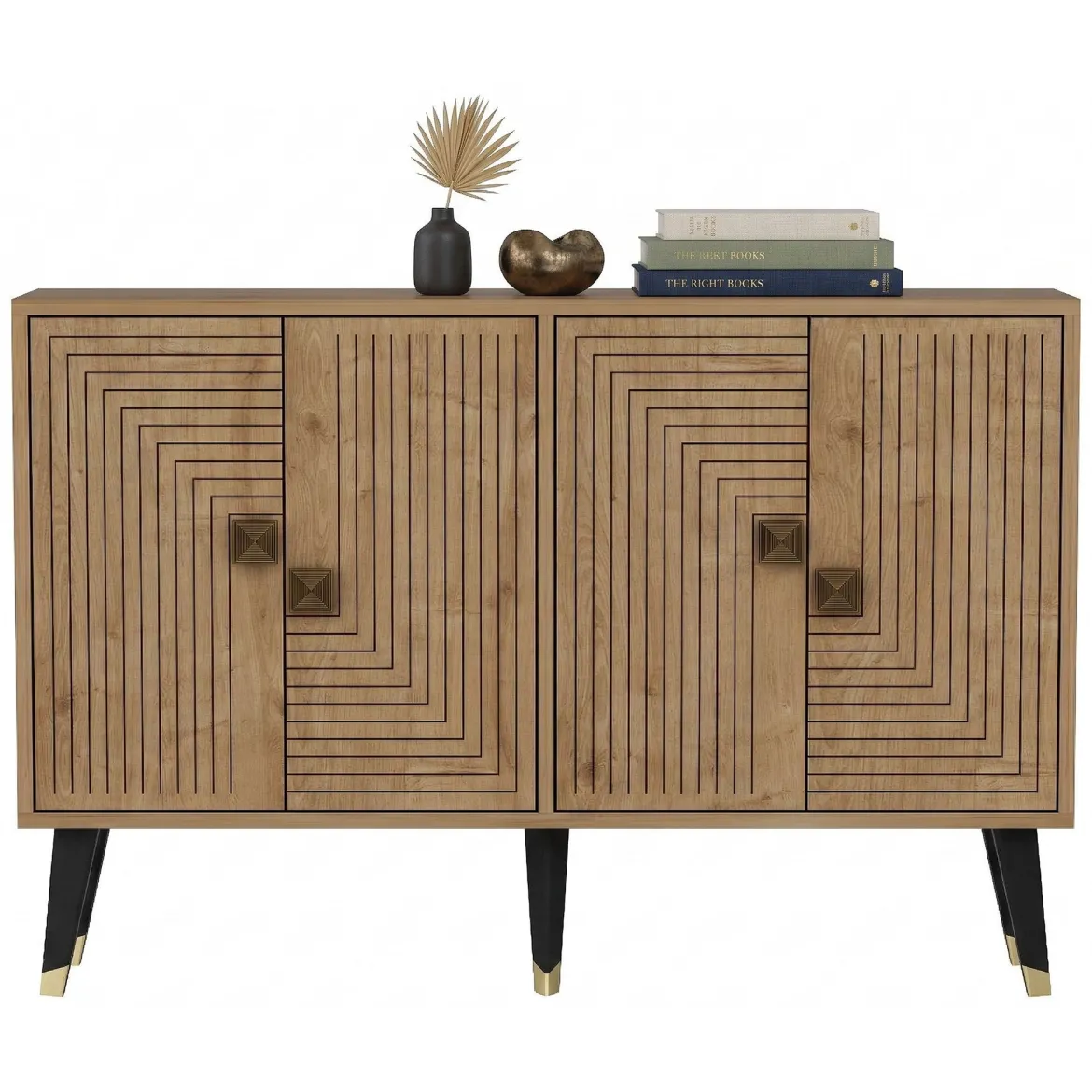 Credenza Marrone Rovere oro 2 Ripiani 4 Vani 120x30x80h cm, 4 Ante - Thiene
