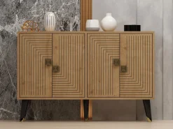 Credenza Marrone Rovere oro 2 Ripiani 4 Vani 120x30x80h cm, 4 Ante - Thiene