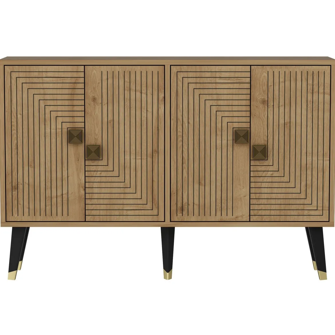 Credenza Marrone Rovere oro 2 Ripiani 4 Vani 120x30x80h cm, 4 Ante - Thiene
