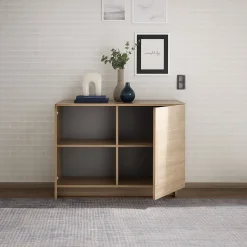 Credenza Marrone Rovere 2 Ripiani Apertura Battente 120x30x74h cm, 4 Ante - Colzano