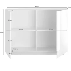 Credenza Marrone Rovere 2 Ripiani Apertura Battente 120x30x74h cm, 4 Ante - Colzano