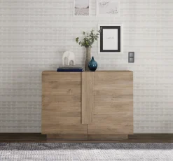 Credenza Marrone Rovere 2 Ripiani Apertura Battente 120x30x74h cm, 4 Ante - Colzano