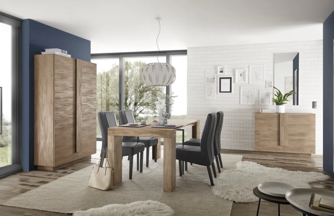 Credenza Marrone Rovere 2 Ripiani Apertura Battente 120x30x74h cm, 4 Ante - Colzano