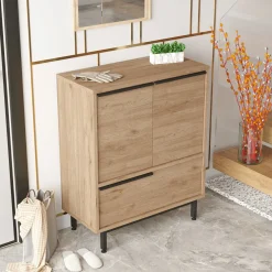 Credenza Marrone Rovere 3 Ripiani 3 Ante 75x36x90h cm, 3 Vani - Rive