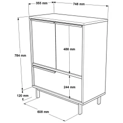 Credenza Marrone Rovere 3 Ripiani 3 Ante 75x36x90h cm, 3 Vani - Rive