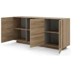 Credenza Marrone Rovere 3 Ripiani Apertura Battente 182x44x90h cm, 3 Ante - Malosco