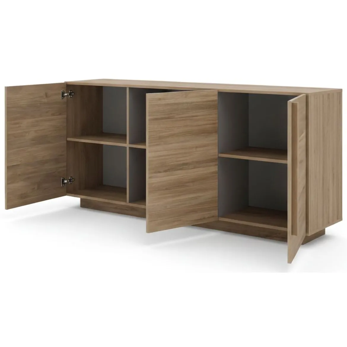 Credenza Marrone Rovere 3 Ripiani Apertura Battente 182x44x90h cm, 3 Ante - Malosco